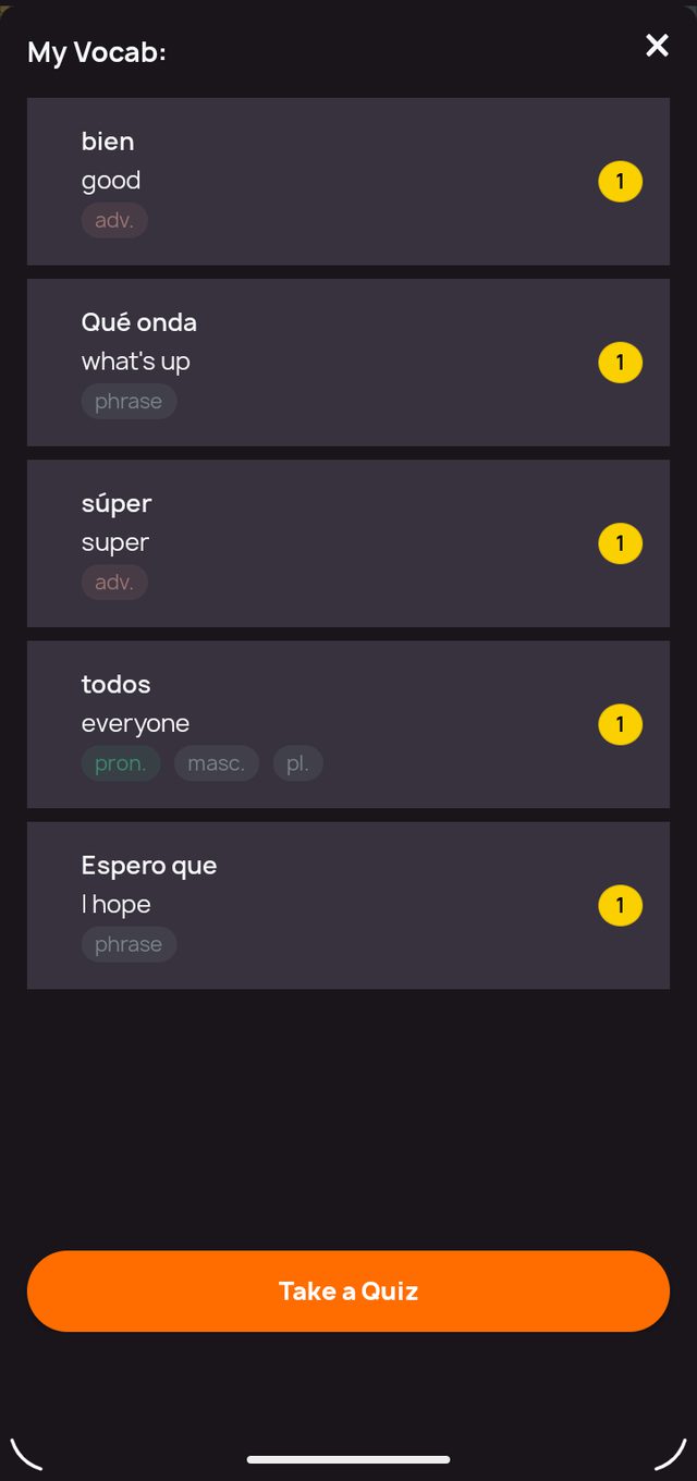 Lingopie: tapped words collect into a deck automatically