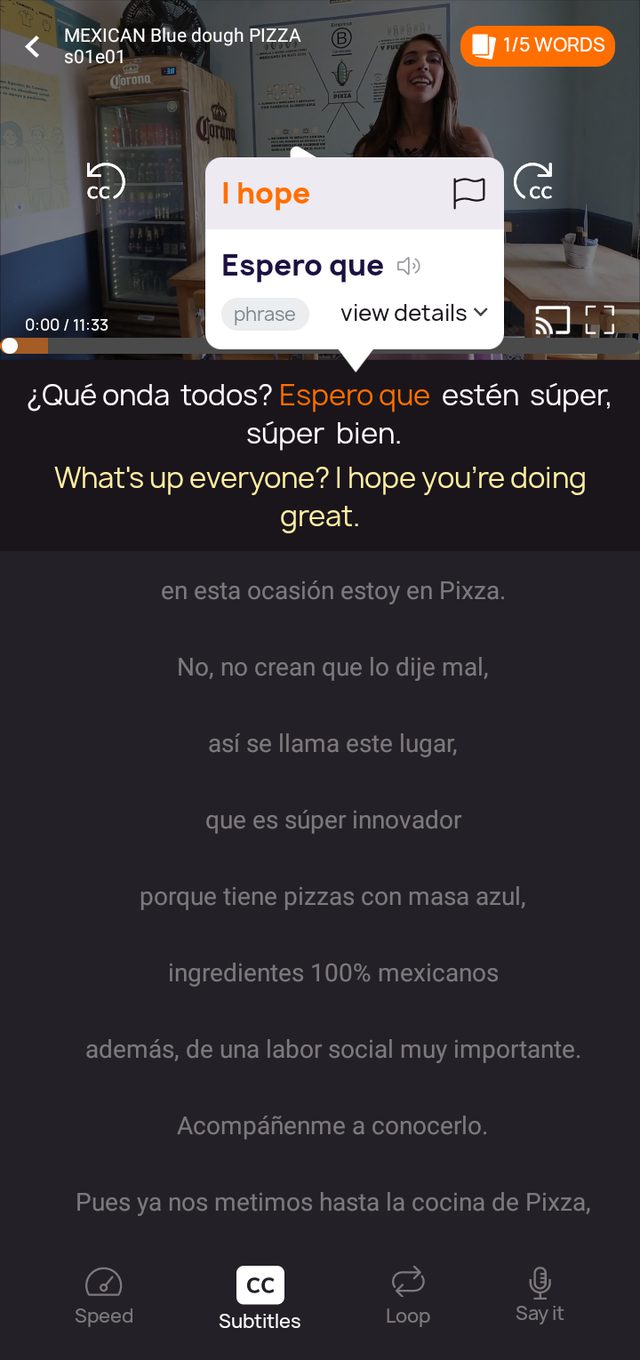 Lingopie: tap an unknown word and the show waits for you