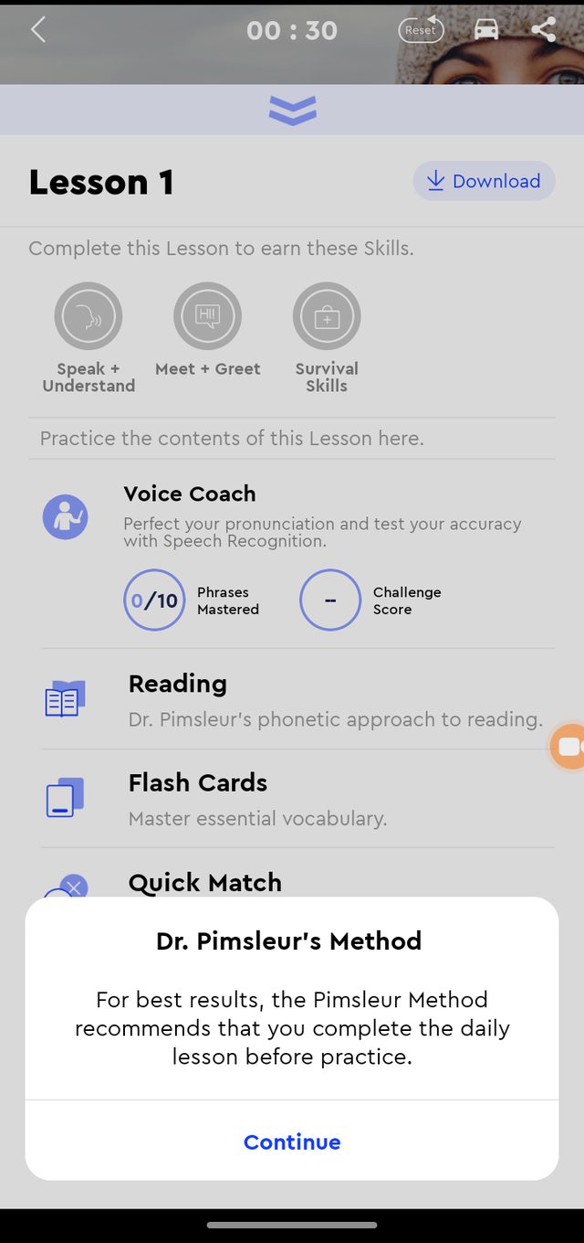 Pimsleur — The method has opinions, and the app enforces them