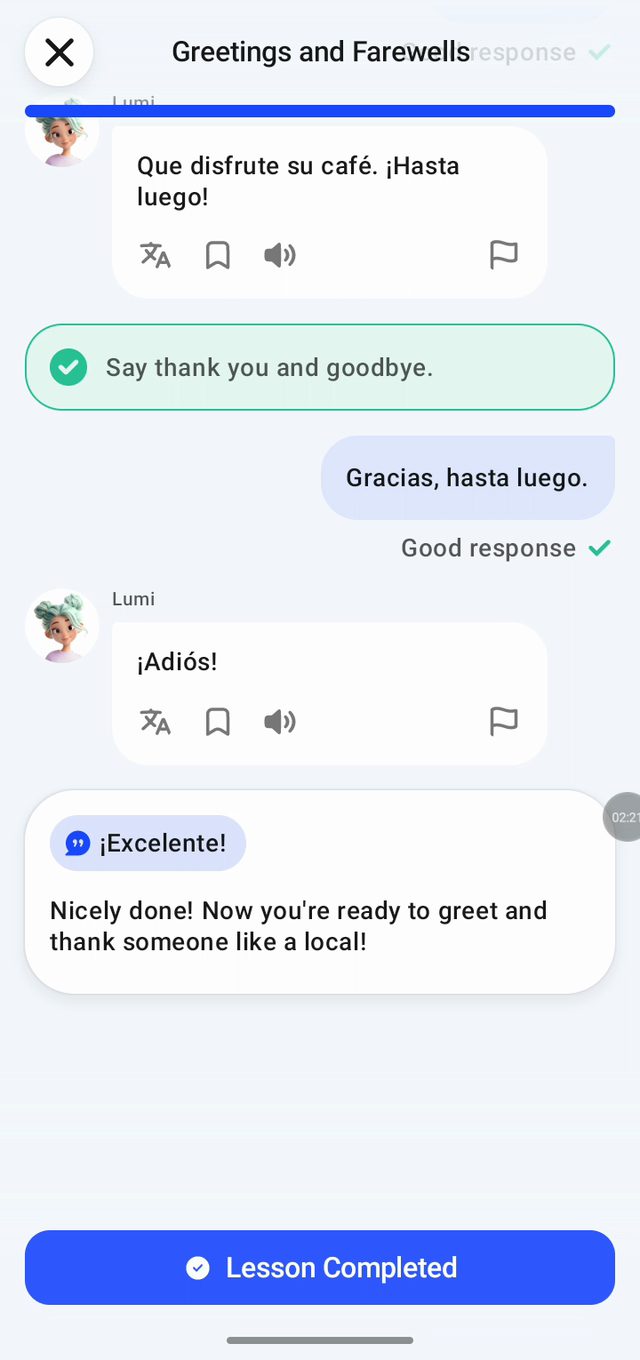 Speak — You finish having actually talked to someone